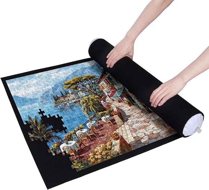Becko US Puzzle Mat Roll Up with Drawstring Storage Bag, Felt Rollup Mat for Easy Transport & Storage, Portable Puzzle Board Puzzles Saver Keeper for Jigsaw Puzzles Up to 1500 Pieces nirvanaguru