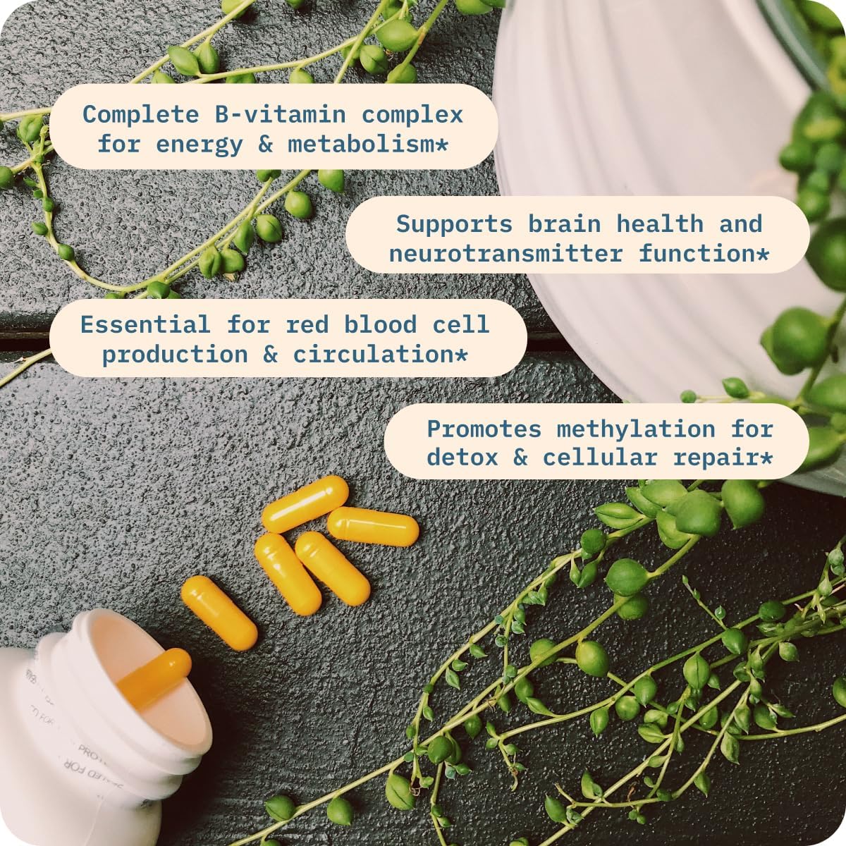 BodyBio - Vitamin B Complex Including B1, B2, B3, B5, B6, Methyl B12, Folinic Acid, 5-MTHF, and B7 to Supports Alertness, Metabolism & Immune System, 90 Capsules Nirvana Guru