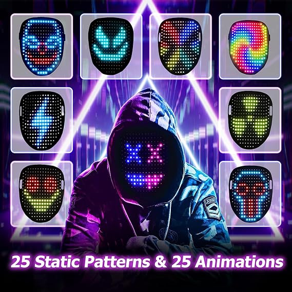 Mr.Pang LED Mask Light up Mask with Gesture Sensing, Cool Face Transforming Mask, Perfect Gifts for Halloween Christmas Birthday Cosplay Party Nirvana Guru