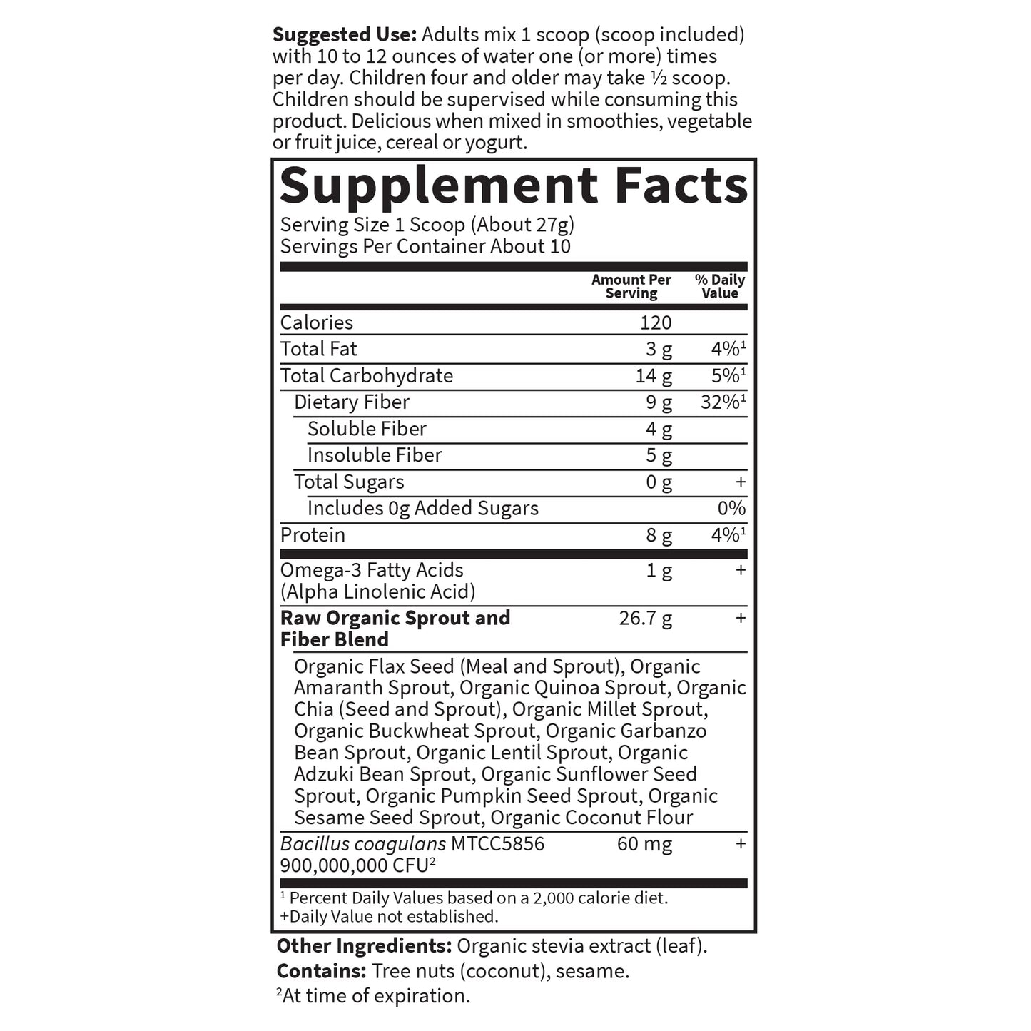 Garden of Life Raw Organic Fiber Powder, 30 Servings, 15 Organic Superfoods, Probiotics, Omega-3 ALA, Soluble and Insoluble Fiber for Regularity, Psyllium Husk Free - Nirvana Guru