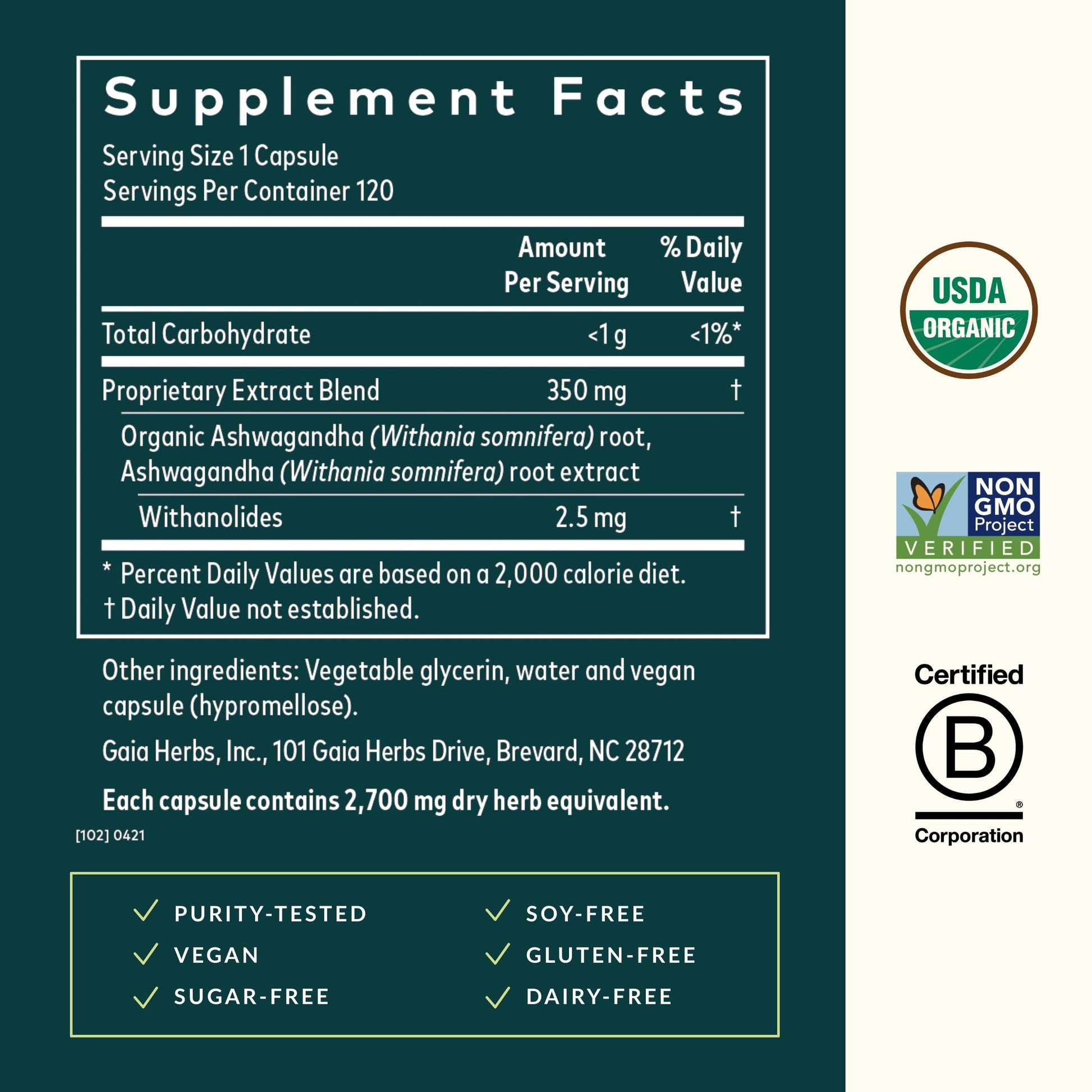 Gaia Herbs Ashwagandha Root - Stress Relief & Immune Support Supplement - Supports Balanced Energy Levels and Positive Outlook - 120 Vegan Liquid Phyto Capsules (1 Pack) Nirvana Guru