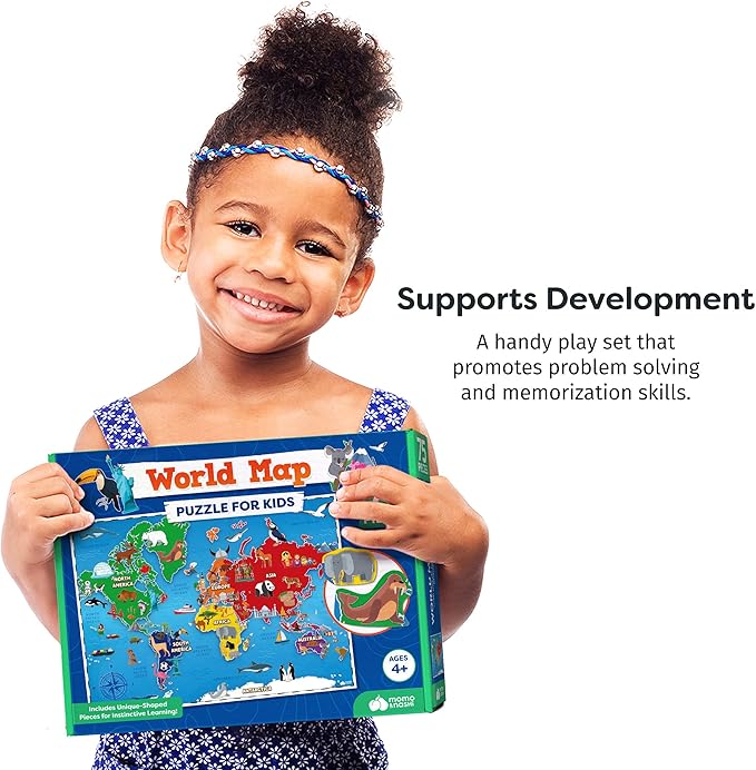 Momo & Nashi US Map Puzzle & World Map Puzzle - Childrens Jigsaw Geography Puzzles for Kids Learning Games nirvanaguru