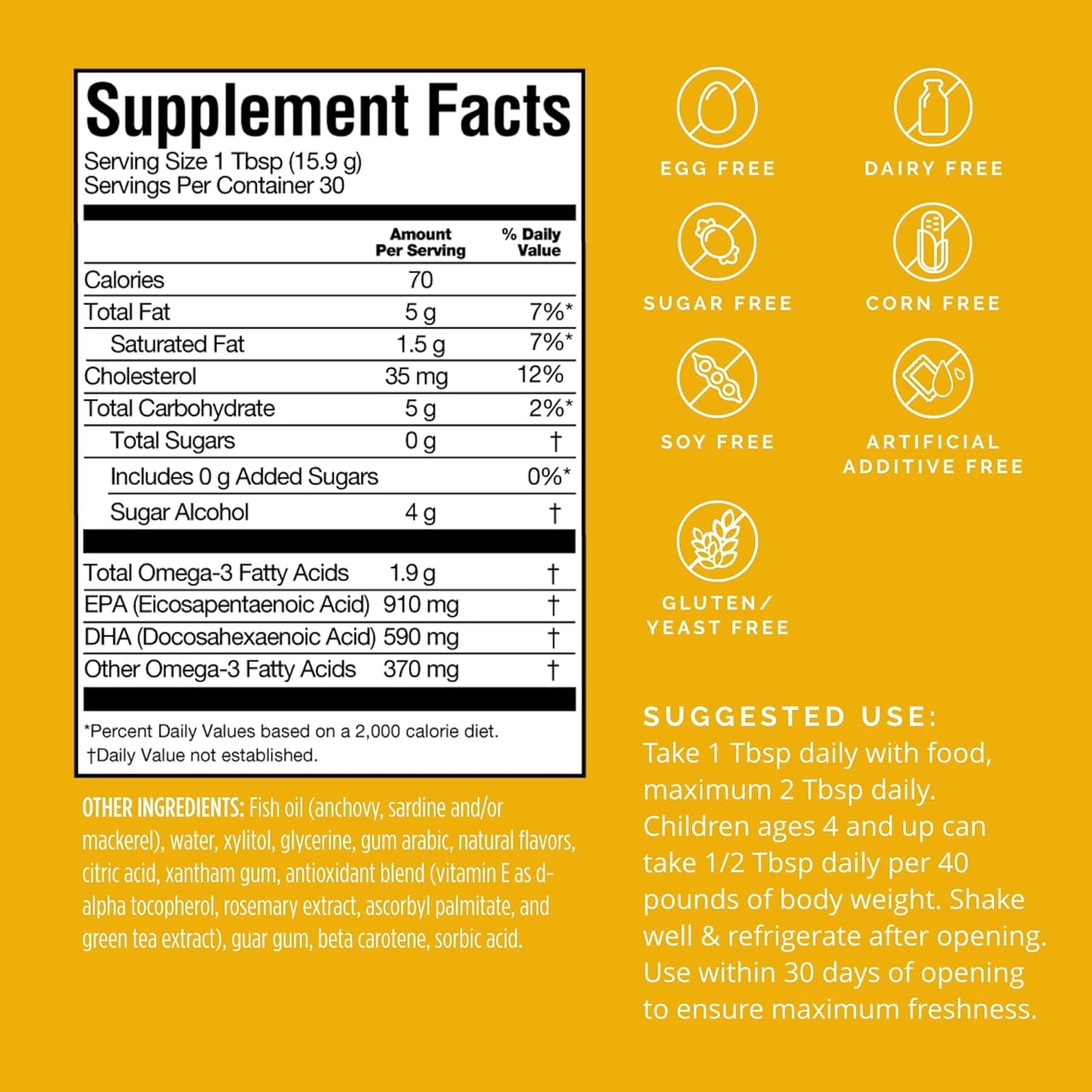 BRAINMD Dr Amen Omega-3 Power Squeeze, Citrus Blast - 16.8 oz - Supports Cardiovascular, Brain & Immune System Health - Gluten Free - 30 Servings Nirvana Guru