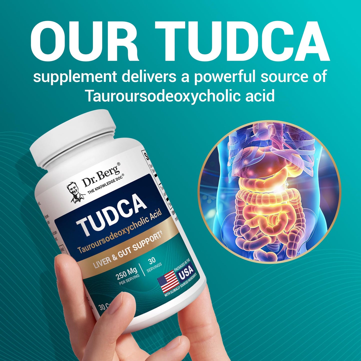 Dr. Berg TUDCA Supplement (Tauroursodeoxycholic Acid) - Powerful Formula for Liver Health, Bile Flow, Gallbladder Support, and Digestive Health* - 30 Capsules - Nirvana Guru