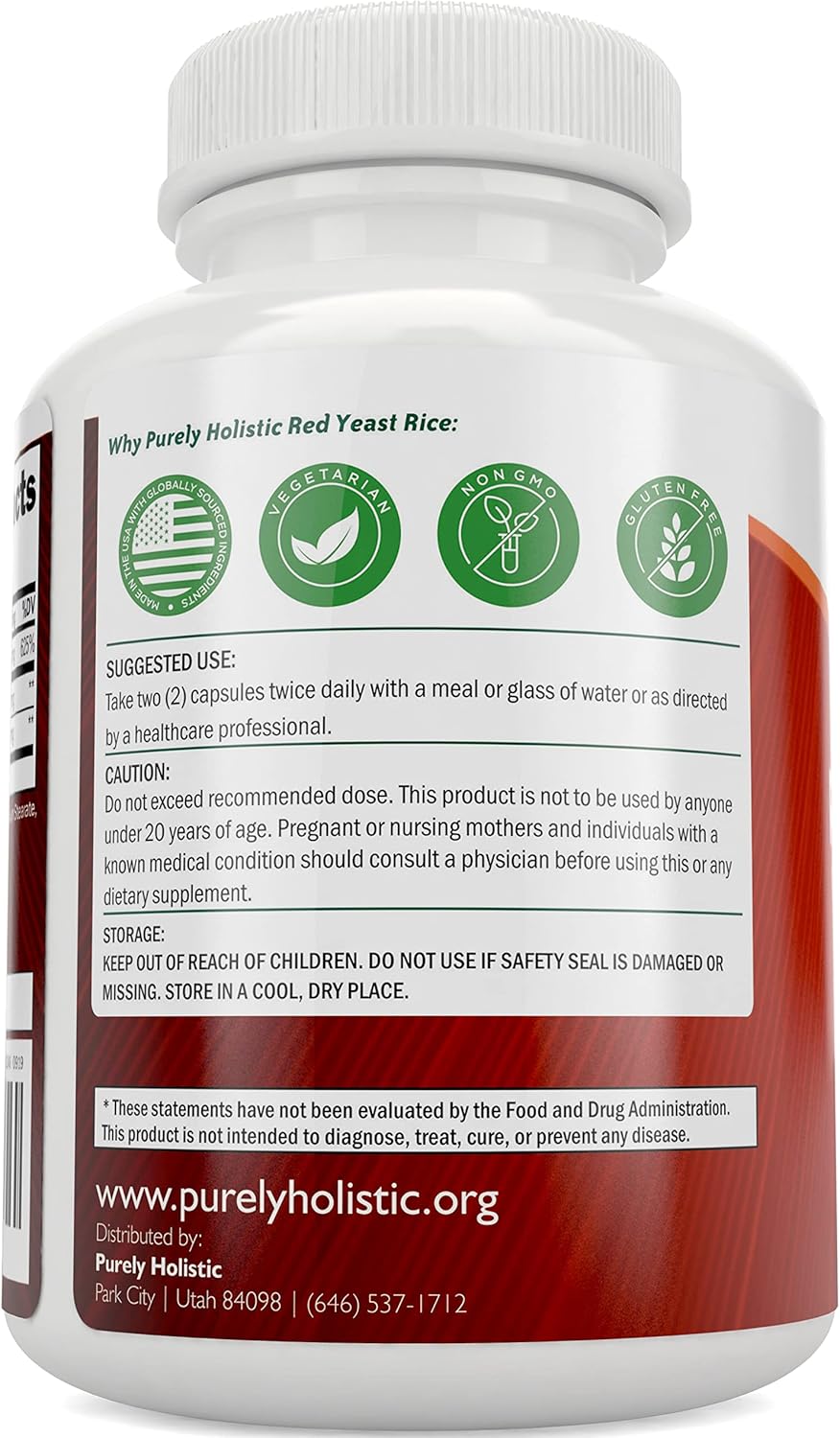 Red Yeast Rice 1200mg with CoQ10 Supplement & Flush Free Niacin 120 Extra Strength Vegetarian Capsules – Advanced Healthy Heart Formula - Non-Irradiated, Citrinin Free - Nirvana Guru