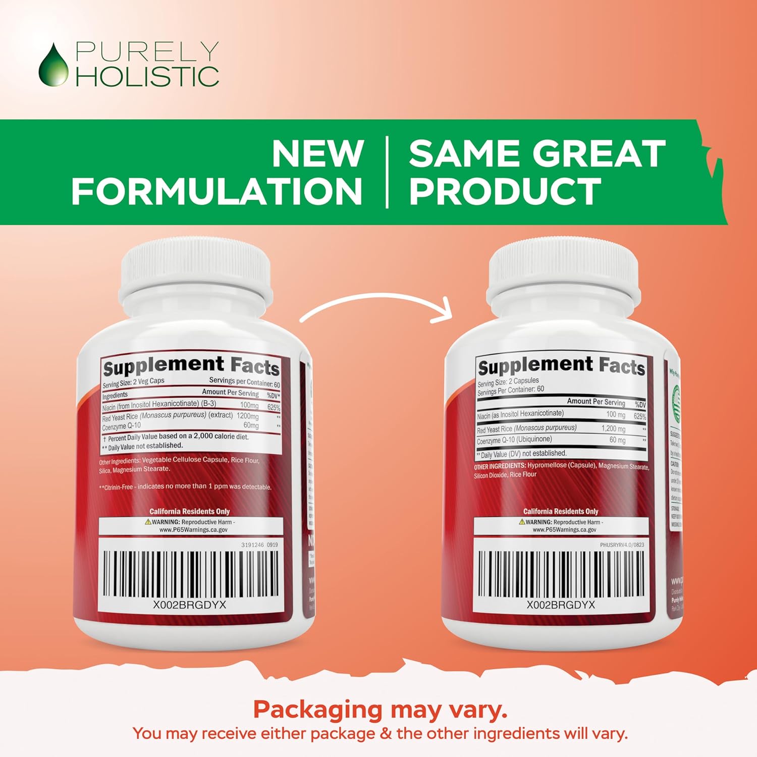 Red Yeast Rice 1200mg with CoQ10 Supplement & Flush Free Niacin 120 Extra Strength Vegetarian Capsules – Advanced Healthy Heart Formula - Non-Irradiated, Citrinin Free - Nirvana Guru