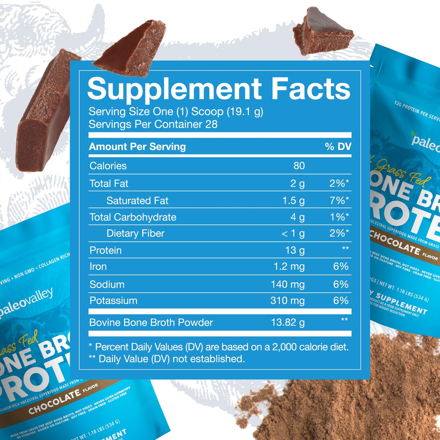 Paleovalley 100% Grass Fed Beef Bone Broth Protein Powder - Rich in Collagen Peptides for Hair, Skin, Gut Health, Bone and Joint Support - 28 Servings, 15g Protein Per Serving - No Gluten or GMOs - Nirvana Guru