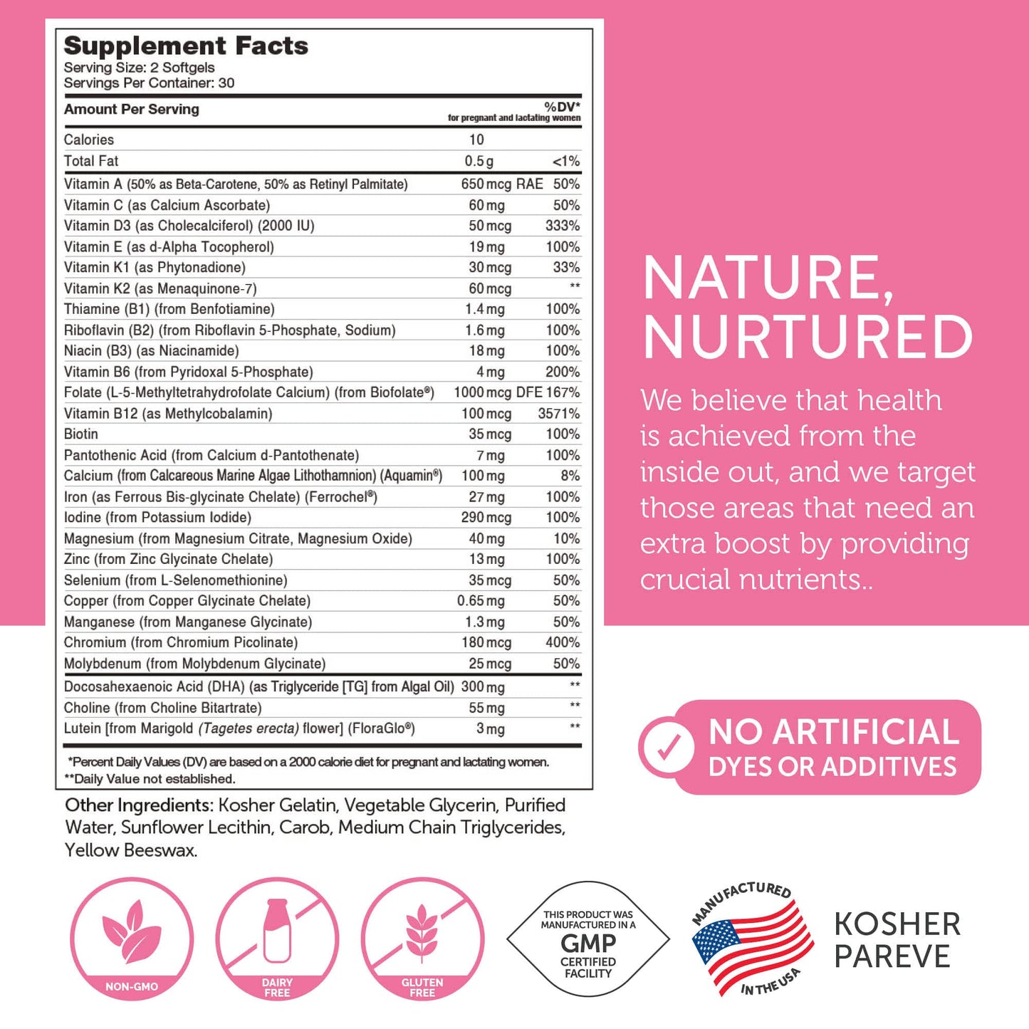 Zahler Prenatal Vitamin with DHA & Folate - DHA Supplements & Prenatal Multivitamin for Mother and Child - Kosher Prenatal DHA Prenatal Vitamins with Iron, Pre Natal Softgels 60 Count - Nirvana Guru