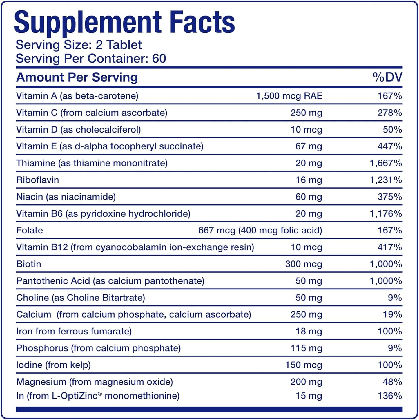 30-in-1 Adult Multivitamin with Iron - Antioxidant Rich Over 50 Multivitamin for Women and Men with Vitamins A C D E B Complex Zinc Magnesium Myo Inositol Citrus Bioflavonoids & More - 2 Month Supply Nirvana Guru