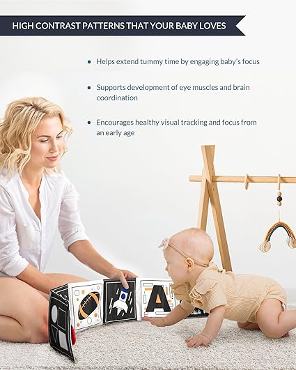 Infinno High Contrast Baby Toys for Newborn, Tummy Time Mirror Black and White Toys for 0-6 Months, Visual Sensory for Infant 0-3-6 Months, Newborn Baby Registry Essential Stuffers nirvanaguru