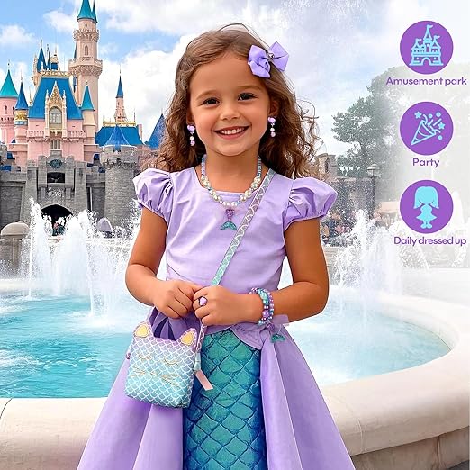 mibasies Purse for Little Girls Dress Up Jewelry Pretend Play Kids Accessories Mermaid Gifts nirvanaguru