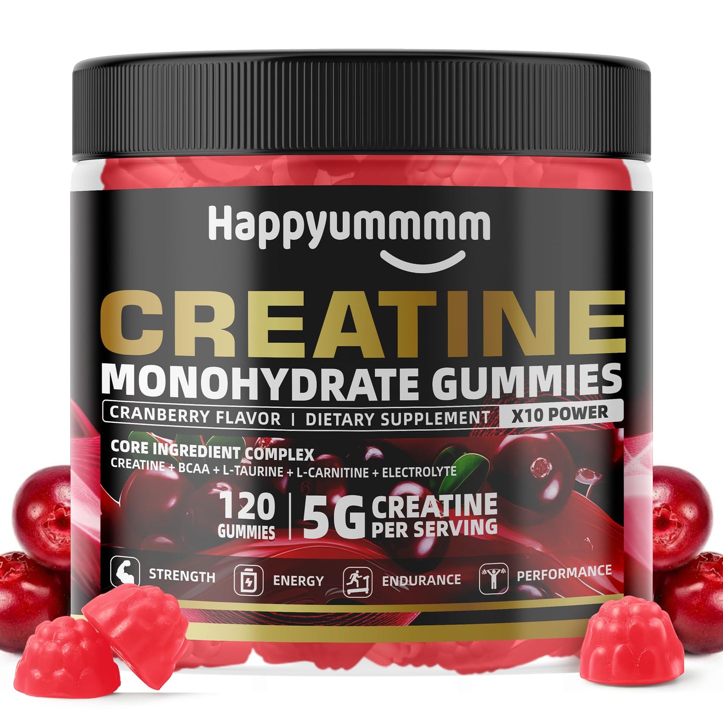 Creatine Monohydrate Gummies 5000mg for Men & Women, Chewables Creatine Monohydrate for Muscle Strength, Muscle Builder, Energy Boost, Pre-Workout Supplement(90 Count)-Strawberry.