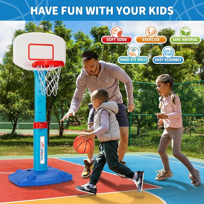 Toddler Basketball Hoop Indoor for Age 1-3, Adjustable Kids Basketball Hoops, Mini Basketball Hoop with 3 Balls for Outdoor Poolside, Birthday Christmas Sport Toys Gift for Baby Boys Girls Age 1 2 3 4 Nirvana Guru