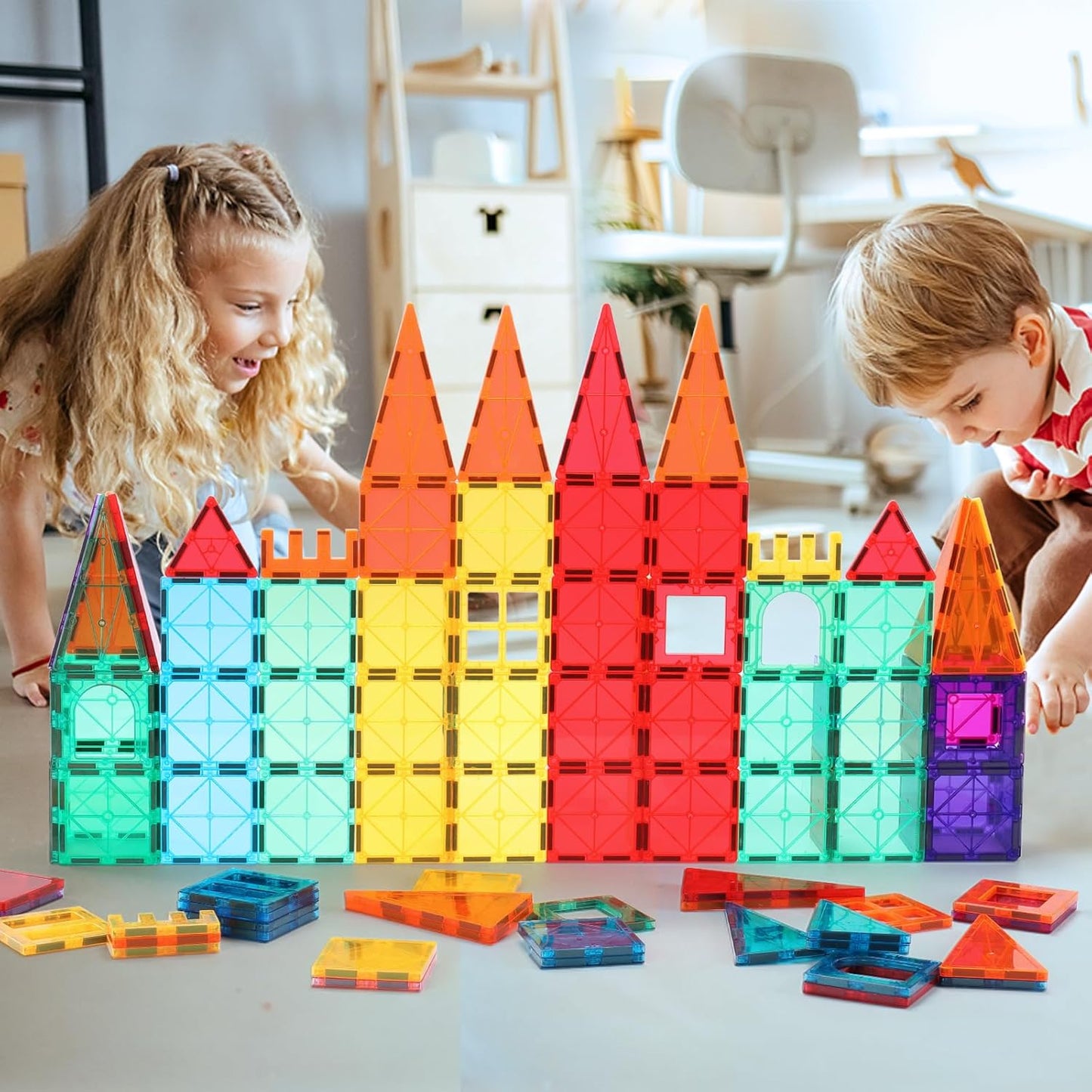 Magnetic Tiles,104PCS Magnetic Building Tiles for Kids, Educational Magnetic Stacking Blocks, Magnets Construction Toys, Christmas Toy Gift for Toddlers,Kids Boys and Girls 3 4 5 6 7 8 9+Year Nirvana Guru