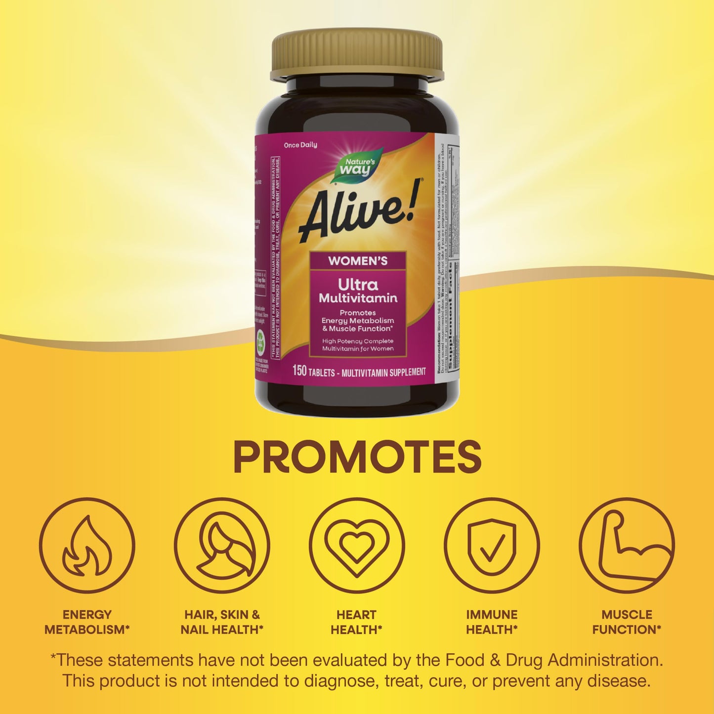 Nature's Way Alive! Women's Daily Ultra Multivitamin, High Potency Formula, Promotes Energy Metabolism and Muscle Function*, with Methylated B12, 60 Tablets - Nirvana Guru