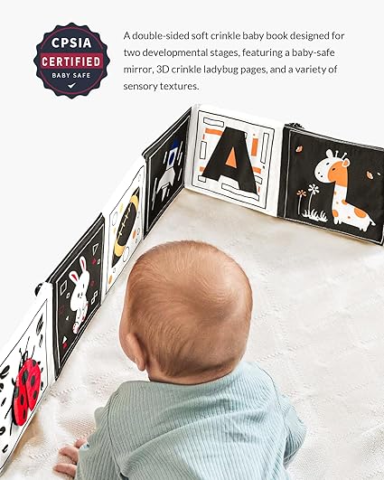Infinno High Contrast Baby Toys for Newborn, Tummy Time Mirror Black and White Toys for 0-6 Months, Visual Sensory for Infant 0-3-6 Months, Newborn Baby Registry Essential Stuffers nirvanaguru