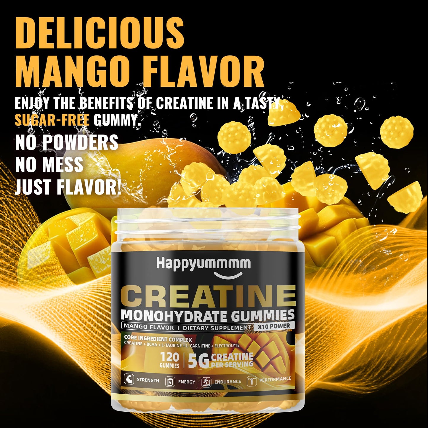 Creatine Monohydrate Gummies 5000mg for Men & Women, Chewables Creatine Monohydrate for Muscle Strength, Muscle Builder, Energy Boost, Pre-Workout Supplement(90 Count)-Strawberry.