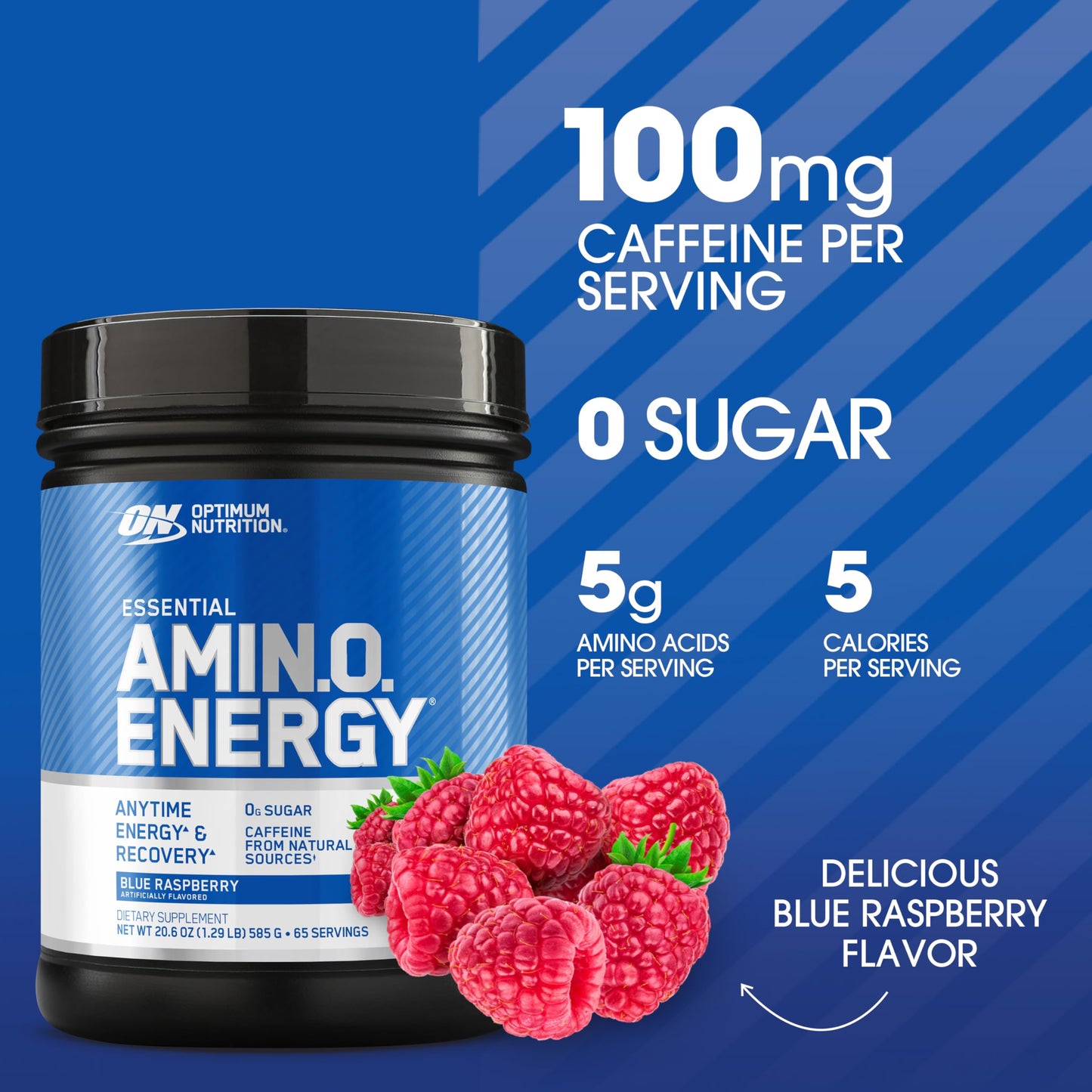 Optimum Nutrition Amino Energy - Pre Workout with Green Tea, BCAA, Amino Acids, Keto Friendly, Green Coffee Extract, Energy Powder - Concord Grape, 65 Servings (Packaging May Vary)