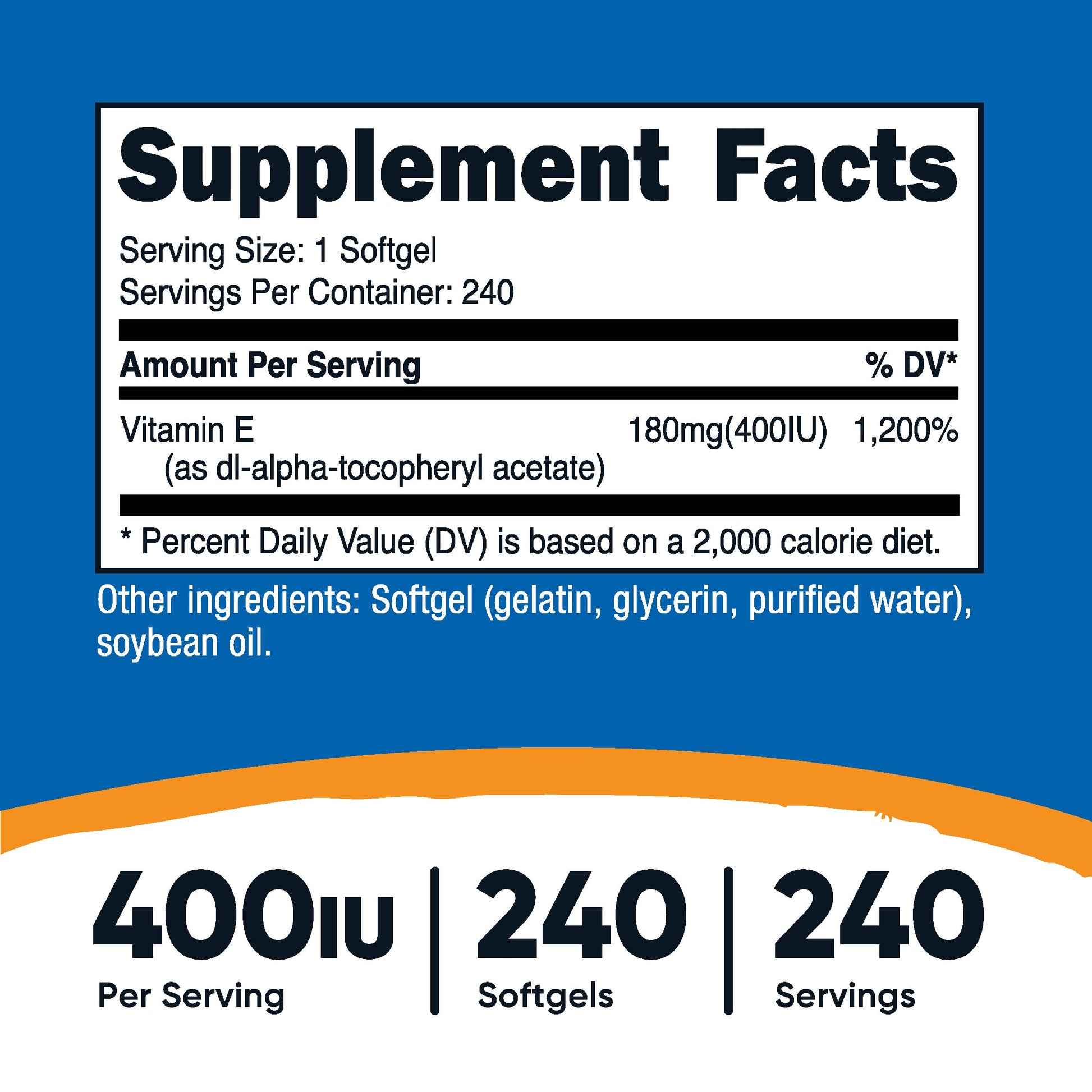 Nutricost Vitamin E 400 IU, 240 Softgel Capsules - Gluten Free, Non-GMO Nirvana Guru
