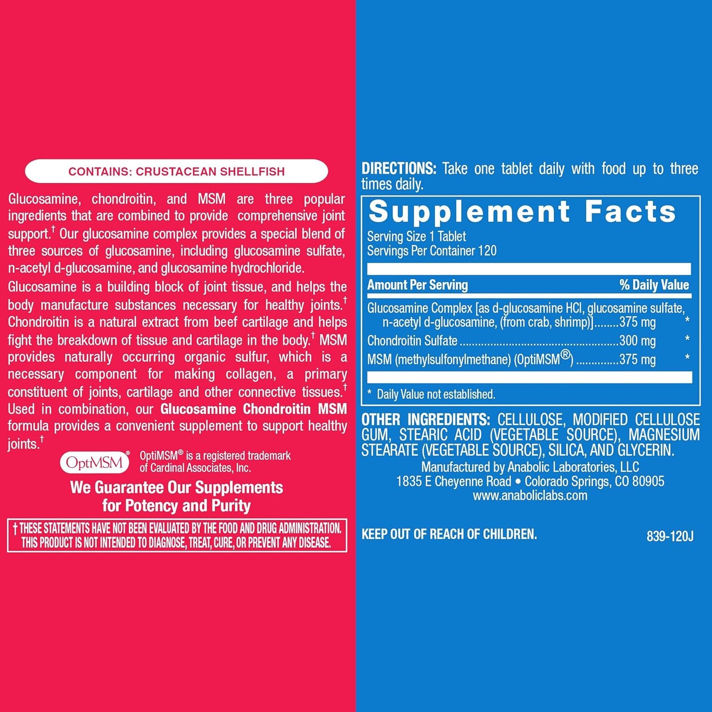 High Absorption Glucosamine Chondroitin MSM - Clinical Formula Bone Joint Tendon and Ligament Supplement with MSM Glucosamine Chondroitin - Non-GMO Gluten Free & Made in The USA - 120 Servings Nirvana Guru