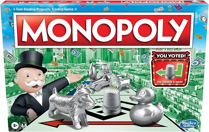 Monopoly Game, Family Board Games for 2 to 6 Players & Kids Ages 8 and Up, Includes 8 Tokens (Token Vote Edition) nirvanaguru