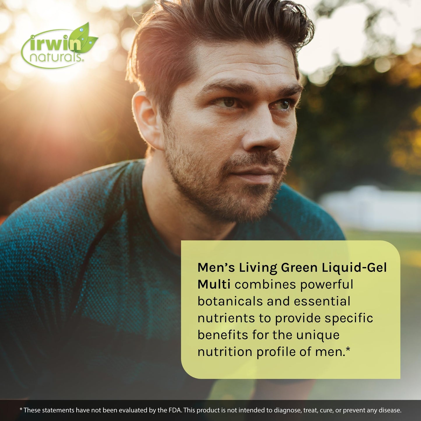 Irwin Naturals Men's Living Green Liquid-Gel Multi - 70 Essential Nutrients, Full-Spectrum Vitamins, Wholefood Blend - Targeted Adrenal & Brain Support - 120 Liquid Softgels - Nirvana Guru
