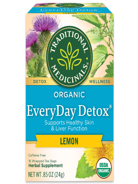 Traditional Medicinals Tea, Organic Everyday Detox Lemon, Supports Healthy Skin & Liver Function, Detox, 16 Tea Bags - Nirvana Guru