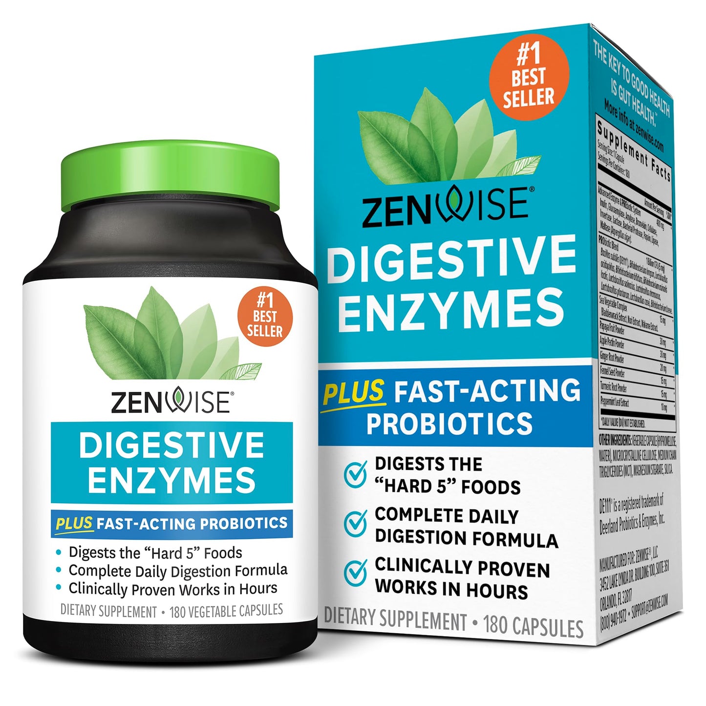 Zenwise Health Digestive Enzymes and Bromelain for Gut Health - Probiotic Multi Enzymes with Prebiotics and Probiotics for Women and Men for Digestive Health and Bloating Relief for Digestion - 45 CT Nirvana Guru