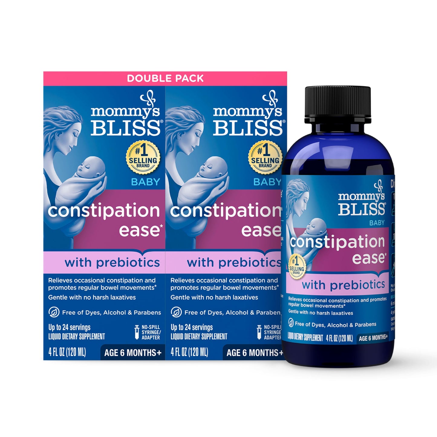 Mommy's Bliss Constipation Ease + Prebiotics, Relieves Occasional Constipation, Gentle & Safe, No Harsh Laxatives, 4 Fl Oz Bottle (Pack of 1) Nirvana Guru