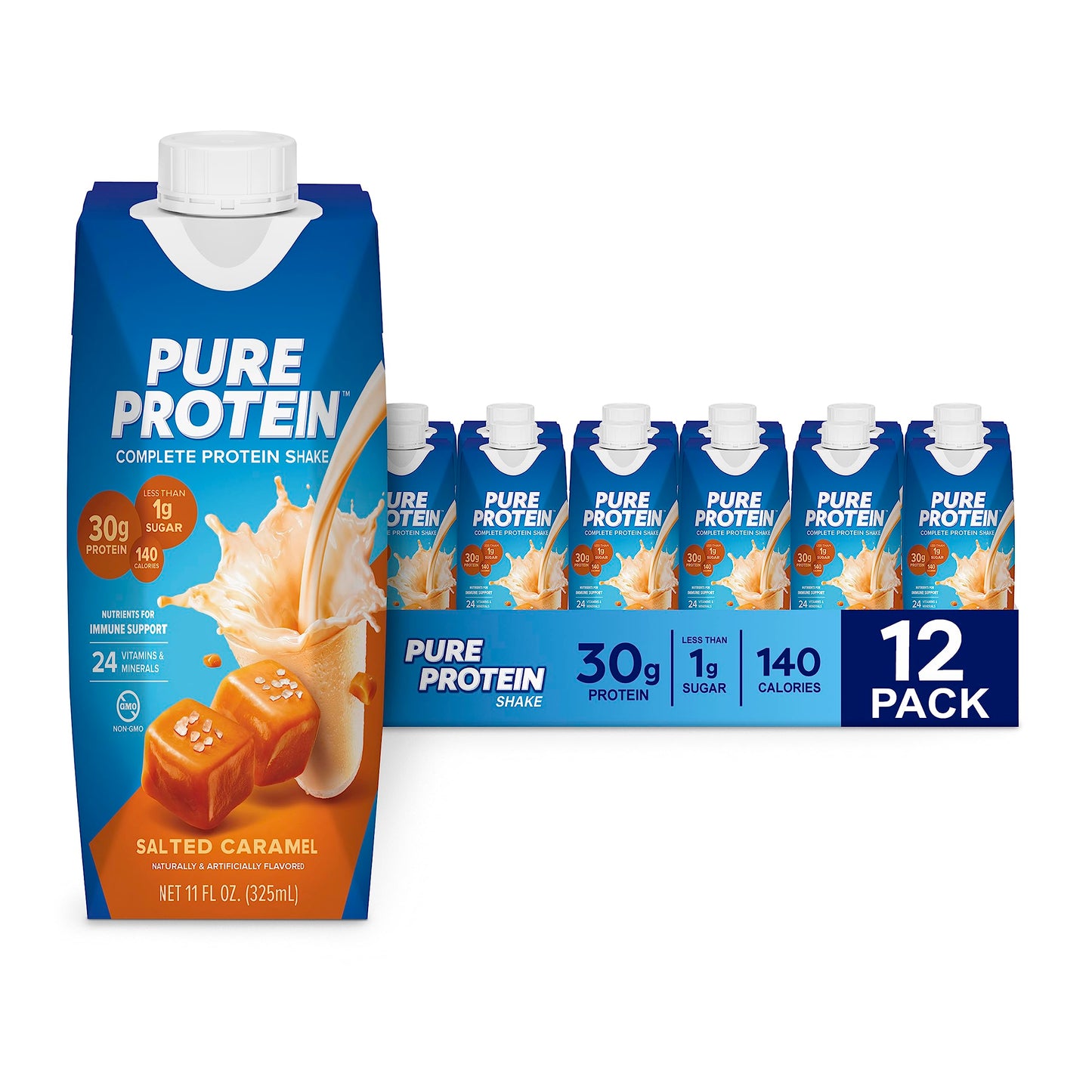 Pure Protein Vanilla Protein Shake, 30g Complete Protein, Vitamins A, C, D, and E plus Zinc to Support Immune Health, Ready to Drink and Keto-Friendly, 11oz Bottles, 12 Pack Nirvana Guru