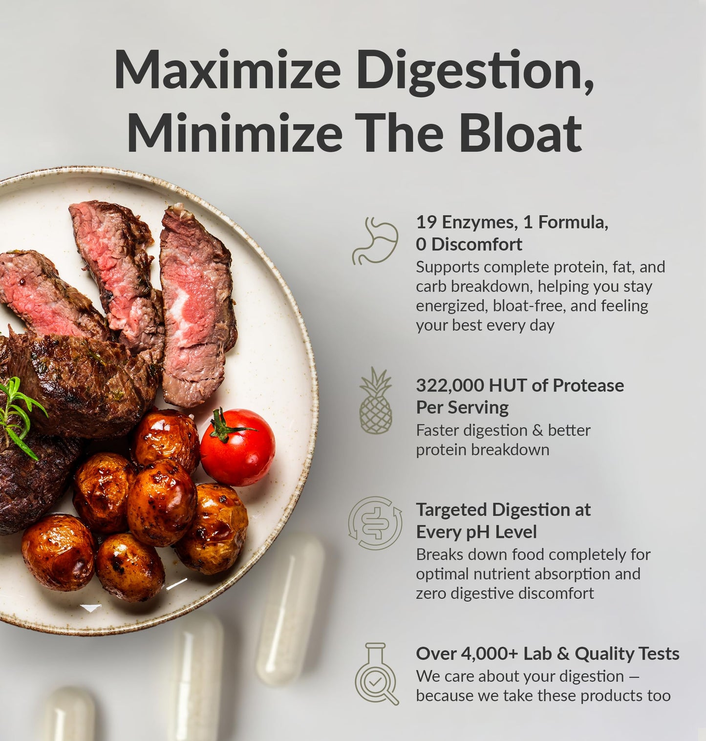 BiOptimizers MassZymes - Complete Digestive Enzymes Supplement for Gut Health - Bloating Relief for Men and Women - Lipase Amylase Bromelain Digestive Enzymes (250 Capsules) Nirvana Guru