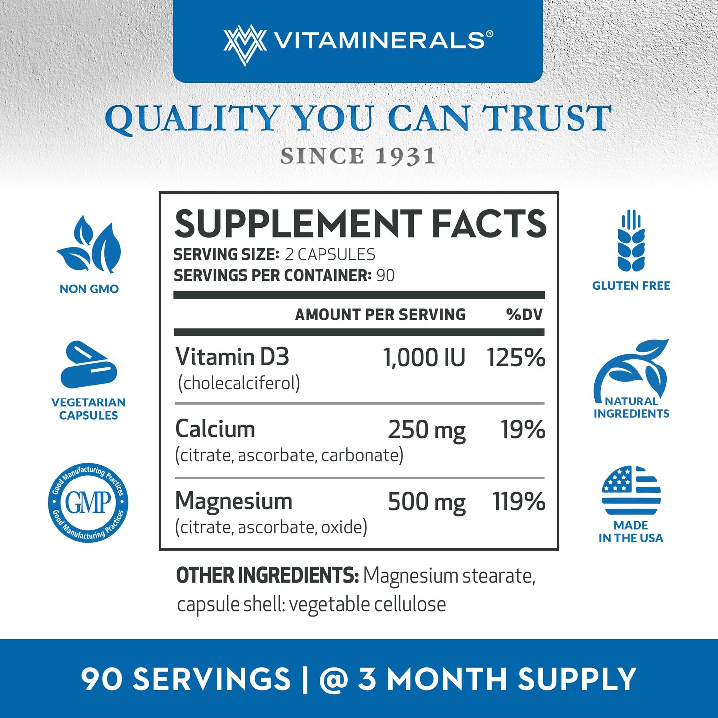 10 Magnese® Magnesium, Calcium & Vitamin D3, Bone & Muscle Support 180 Veggie caps Nirvana Guru