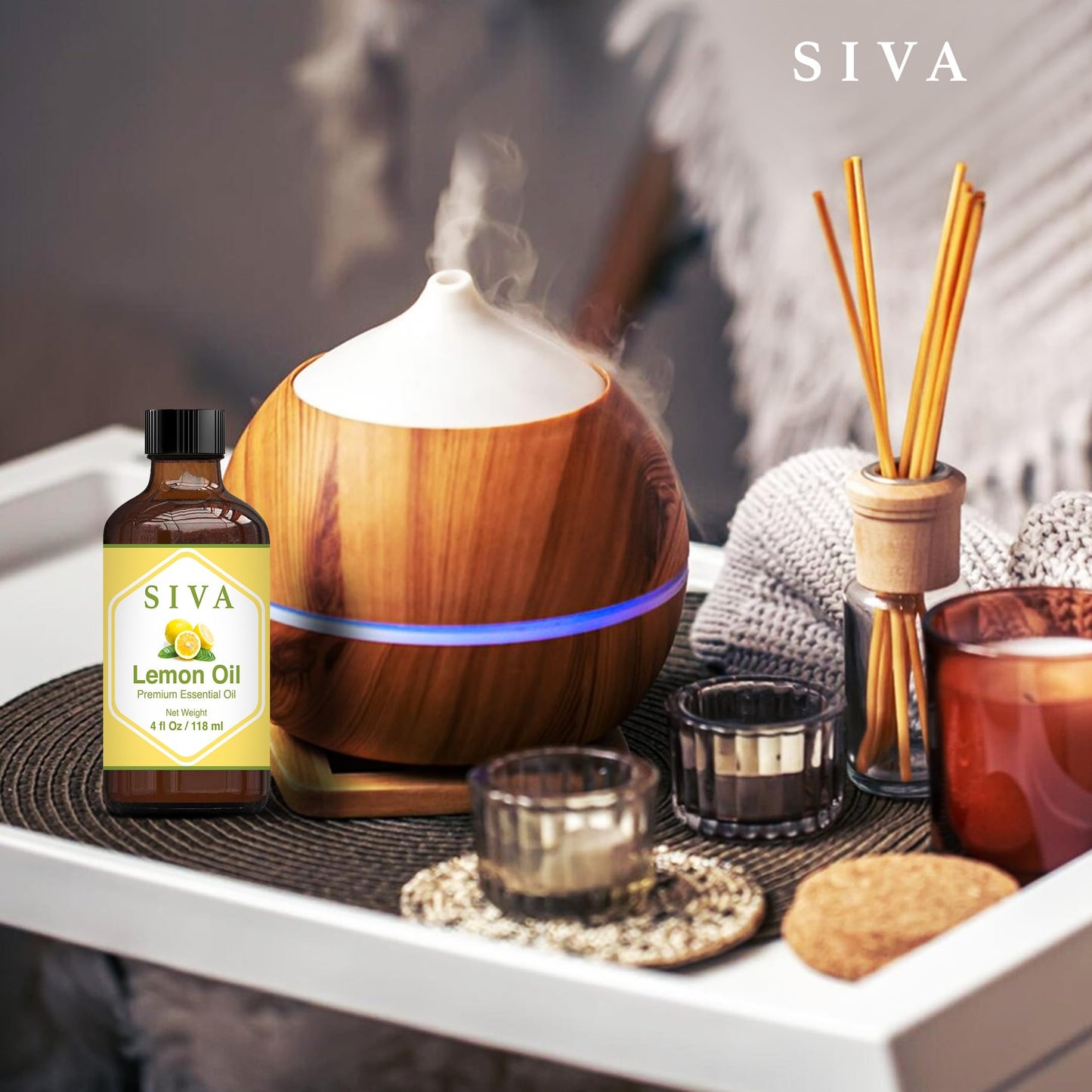 SIVA Lavender Essential Oil - 4 Fl Oz – Natural Lavender Oil - for Diffuser, Face, Skin Care, Aromatherapy, Hair Care, Scalp and Body Massage - with Dropper - Nirvana Guru