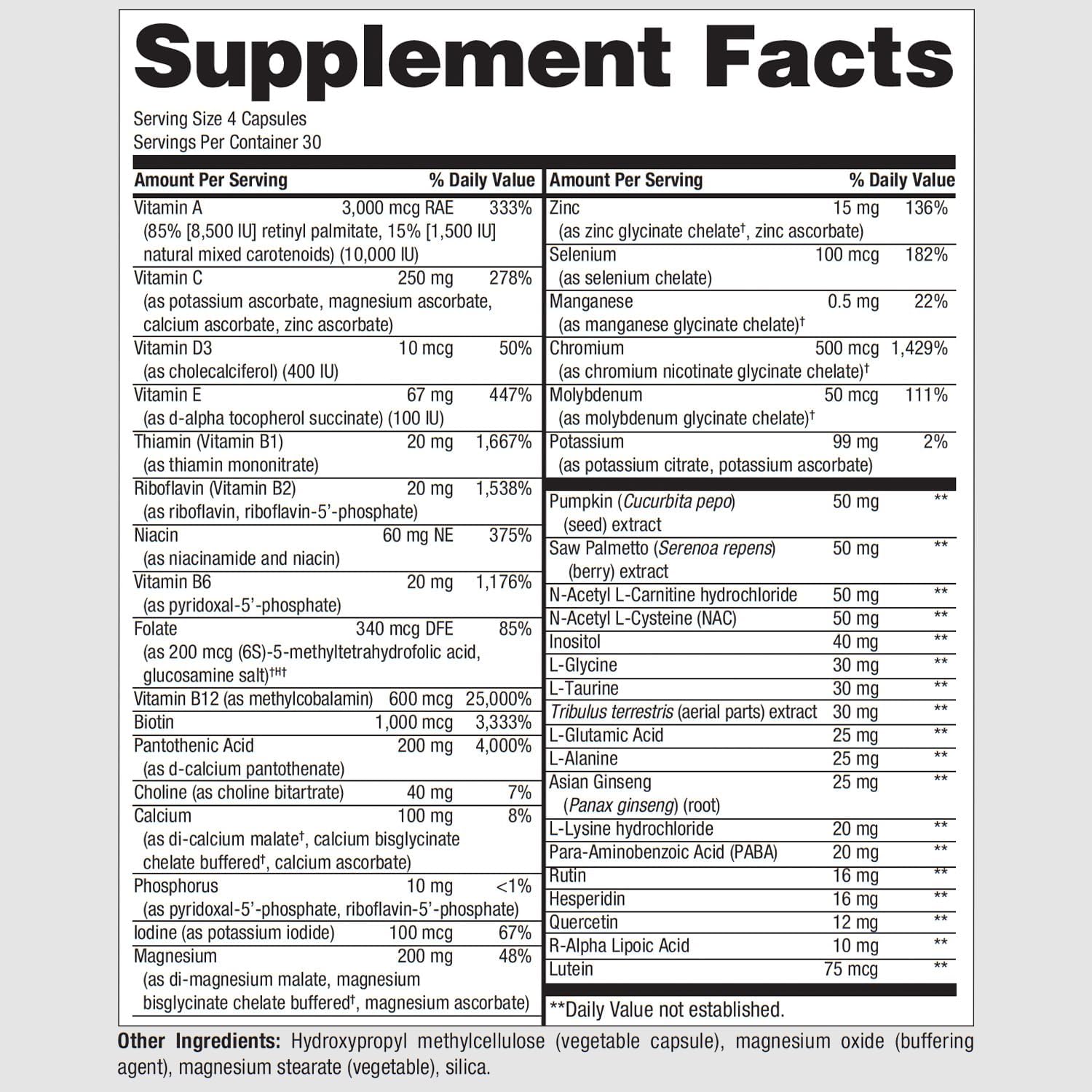 PureFormulas PureMulti for Men - Daily Comprehensive Multivitamin for Men's Health, Vitality, Energy, Focus, & Performance. Mens Vitamins A, C, D, E, & B12, Zinc Calcium, Magnesium & More 60 Capsules - Nirvana Guru