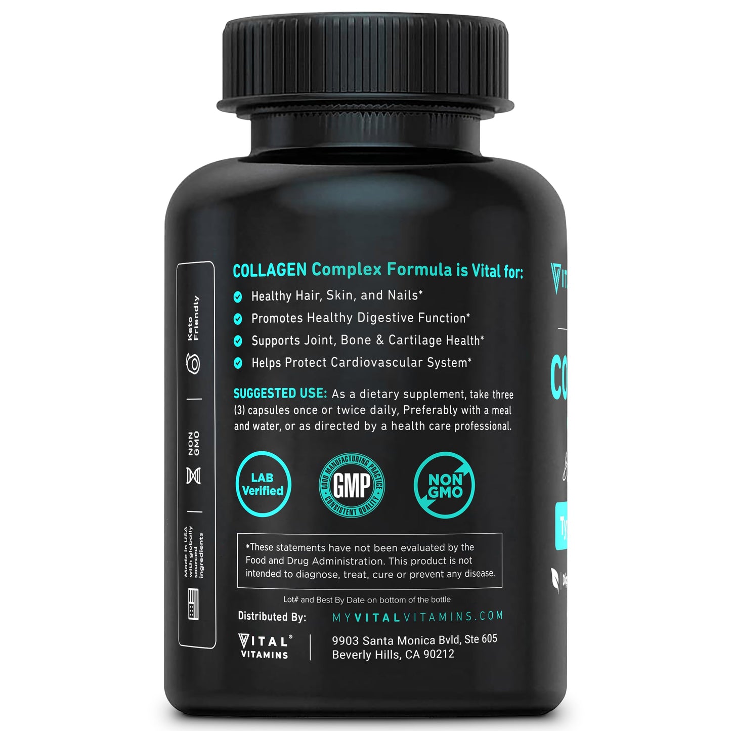 Vital Vitamins Multi Collagen for Women & Men - Type I, II, III, V, X - Grass Fed, Non-GMO - 150 Capsules