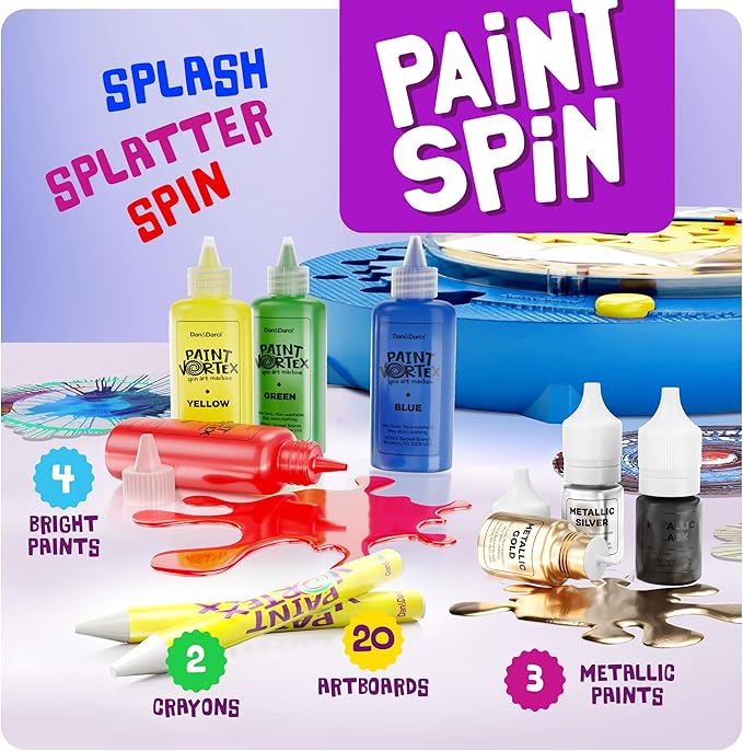 Dan&Darci Paint Spin Art Machine Kit for Kids - Arts & Crafts for Boys & Girls Ages - Art Craft Set Gifts for 6-9 Year Old Boy, Girl - Painting Spinner Toys - Birthday Gift Ideas for Ages 6-12 Years Nirvana Guru