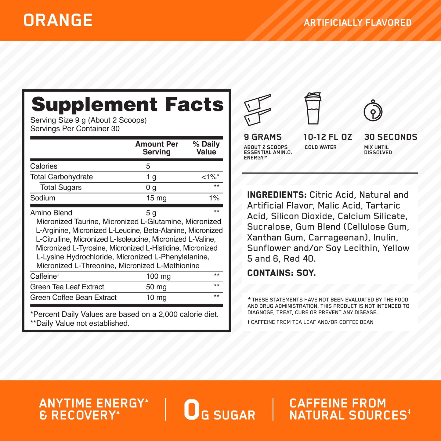 Optimum Nutrition Amino Energy - Pre Workout with Green Tea, BCAA, Amino Acids, Keto Friendly, Green Coffee Extract, Energy Powder - Concord Grape, 65 Servings (Packaging May Vary)