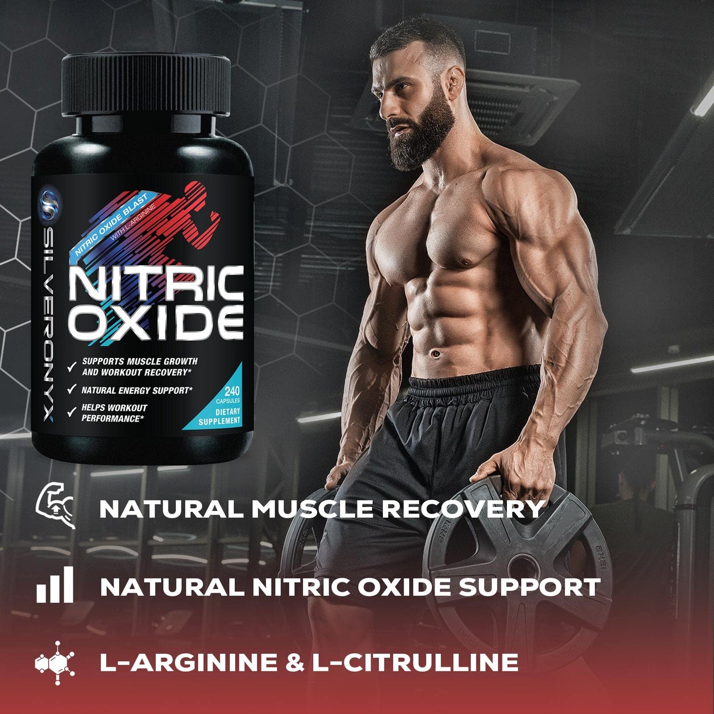Extra Strength Nitric Oxide Supplement 3X Strength L Arginine, Citrulline Malate, AAKG, Beta Alanine - Premium Muscle Supporting Nitric Booster - Natural Energy & Heart Health Support - 180 Capsules Nirvana Guru