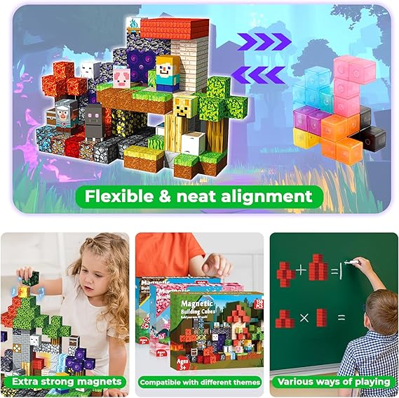 150 PCS Magnetic Blocks - Building Block for Kids Ages 4-8, Magnet Blocks Cubes Tiles Constructions Toys Girl Boy, STEM Educational Montessori Stacking Toy, Sensory Play Game Preschool Learning Gifts Nirvana Guru