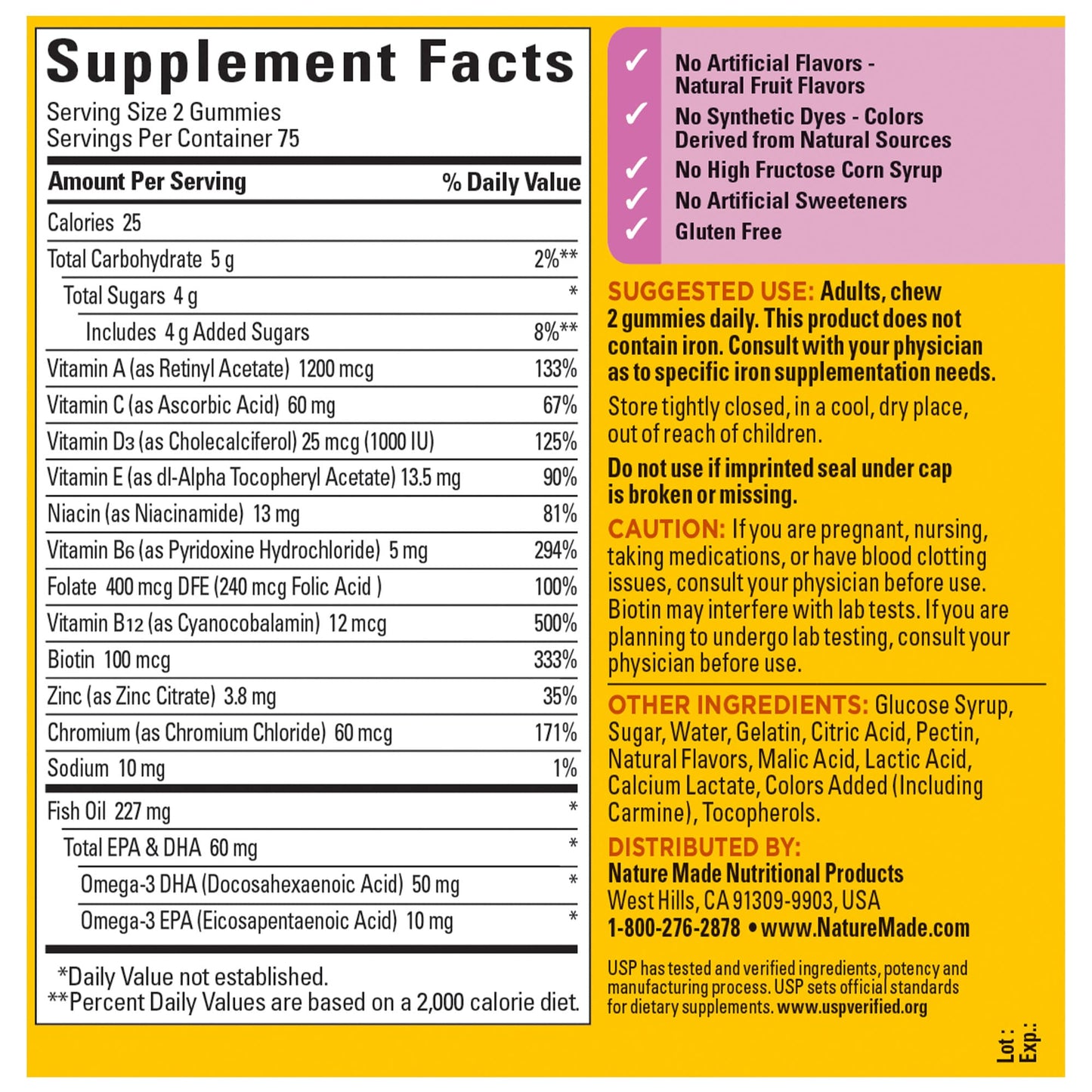 Nature Made Womens Multivitamin with Omega-3, Multivitamin for Women for Daily Nutritional Support, 150 Gummies, 75 Day Supply - Nirvana Guru