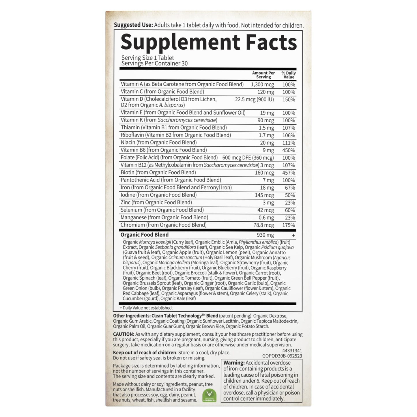Garden of Life Organics Prenatal Vitamins - 30 Tablets, Prenatal Once Daily Whole Food Vitamins for Women with Folate not Folic Acid, Vitamin D3, Iron, Vegan One a Day Prenatal Multivitamin - Nirvana Guru