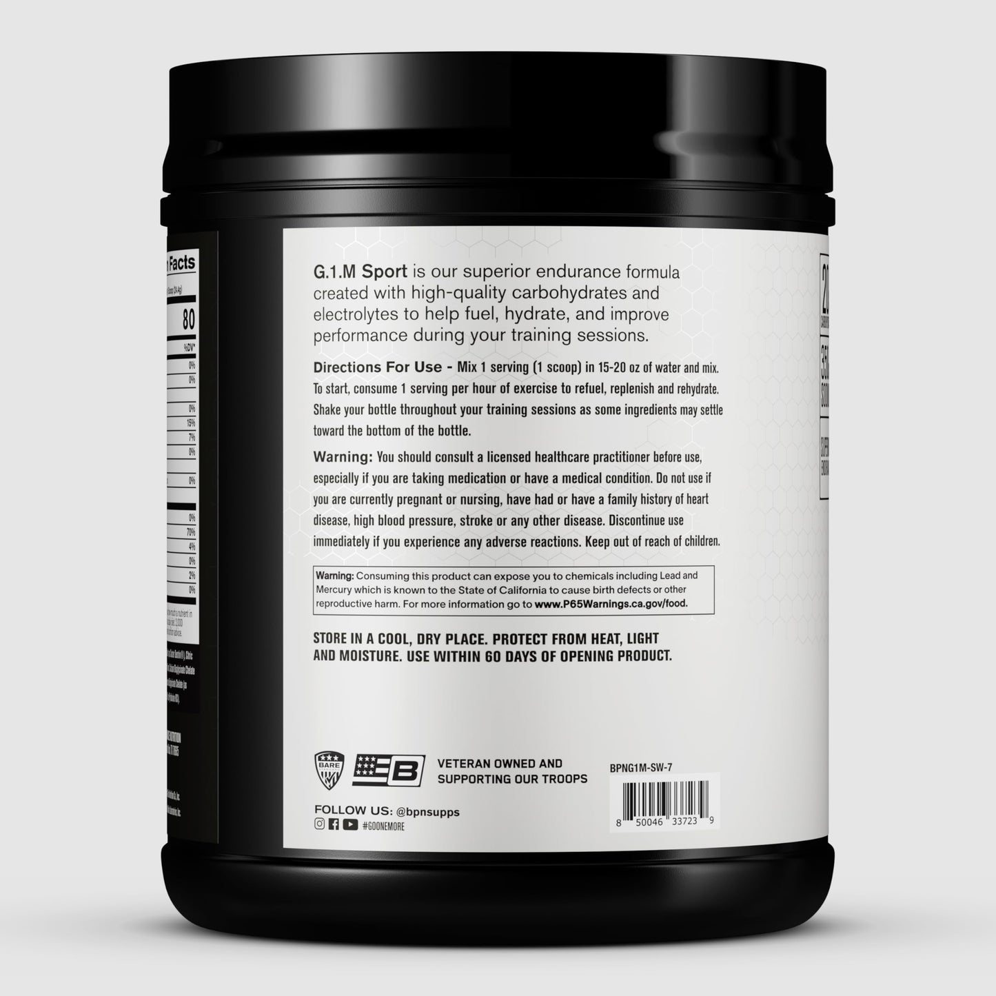 BARE PERFORMANCE NUTRITION, BPN G.1.M Go One More Sport, Endurance Training Fuel, Superior Carbohydrate & Electrolytes Powder Formula, Reduce Fatigue, Lemon Lime, 25 Servings