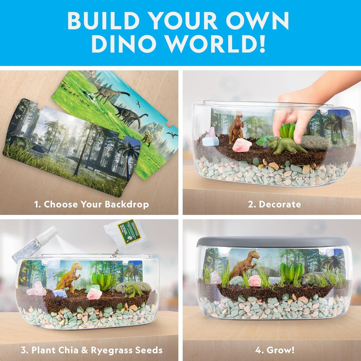 NATIONAL GEOGRAPHIC Light Up Terrarium Kit for Kids - Build a Dinosaur Habitat with Real Plants & Gemstones, Science Kit Gift for Boys & Girls, Dinosaur Toys for Kids Nirvana Guru