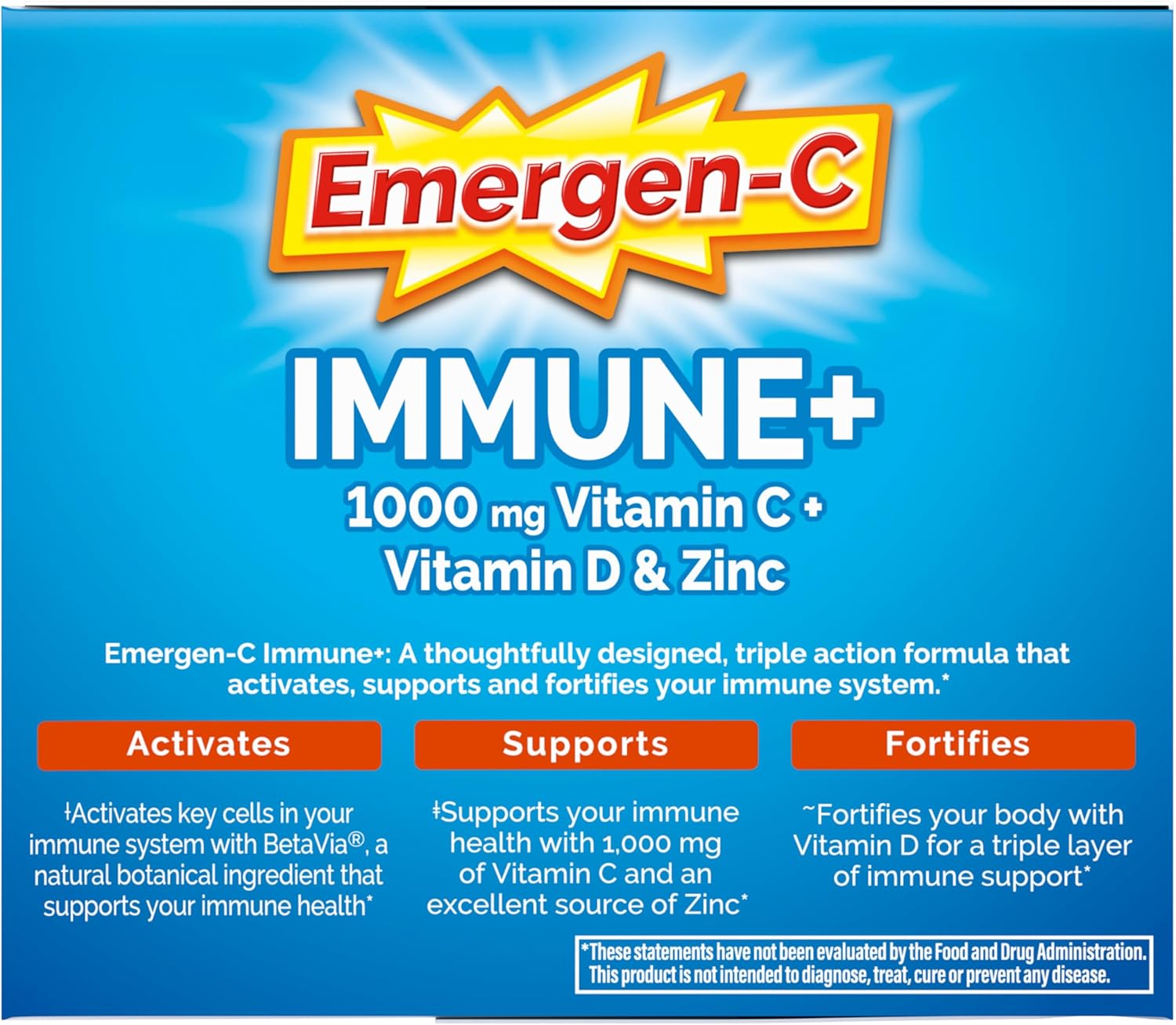 Emergen-C Immune+ Triple Action Immune Support Powder, BetaVia (R), 1000mg Vitamin C, B Vitamins, Vitamin D and Antioxidants, Raspberry – 30 Count Nirvana Guru