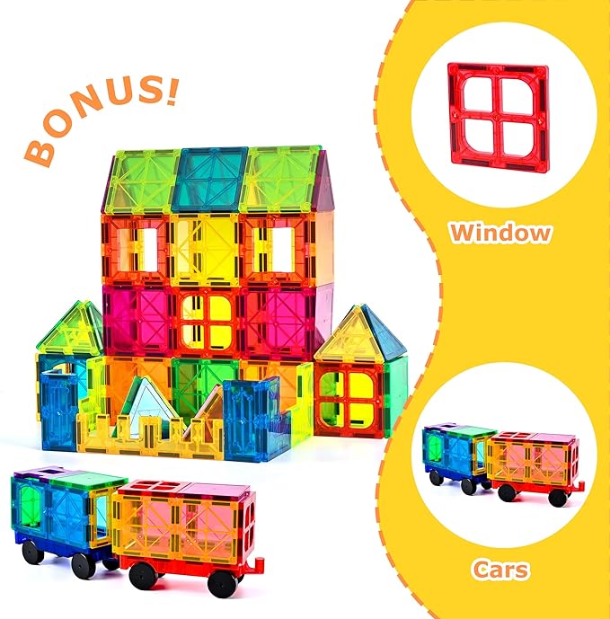 cossy 120Pcs Magnetic Tiles Magnetic 3D Building Blocks Set Educational Construction Toys for 3+ Year Kids with Stronger Magnets, Educational Toys, Recreational, Conventional Nirvana Guru