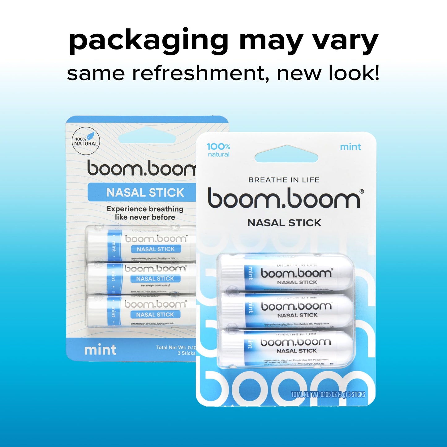 BoomBoom Nasal Stick | Vapor Flow Technology | Cool Refreshing Sensation | Natural Mood Boost | Simple Ingredients | Essential Oils + Menthol Inhaler (Mint, Wintermint, Tropical, Lavender) Nirvana Guru