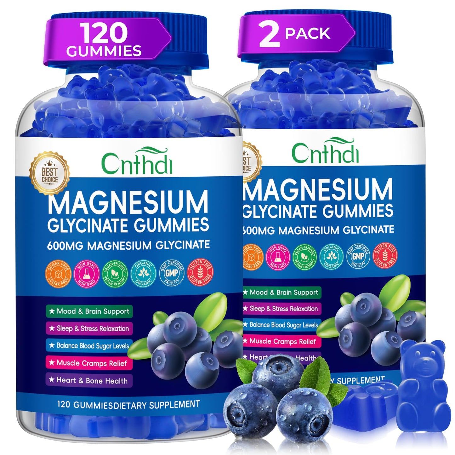 Magnesium Glycinate Gummies 600mg, High Absorption Magnesium Gummies with L-Threonate, Calcium, Vitamin B6, D3, Sugar Free Chews for Adults & Kids Relaxation, Stress Relief, Night Rest Nirvana Guru