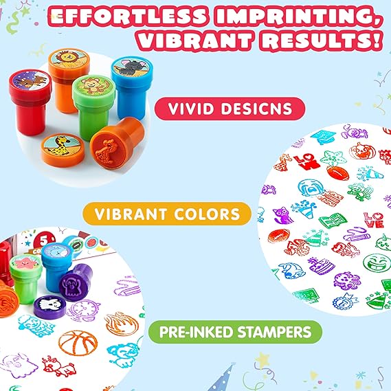 JOYIN 50 Pcs Assorted Stamps for Kids - Self-Ink Stamps with 50 Designs for Birthday Party Favor, Carnival Prizes, School Stampers, Goodie Bag, Halloween, Christmas (Zoo, Holiday Stampers) nirvanaguru