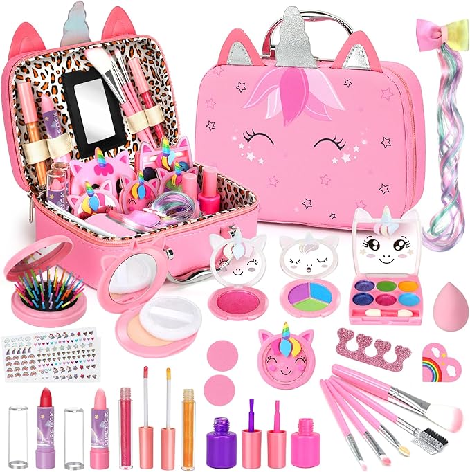 Heaning Kids Washable Makeup Girl Toys - Real Makeup Kit Kid Make up Set for Toddlers Children Princess Dress Up Christmas Birthday Gifts Toys for 3 4 5 6 7 8 9 10 11 12 Year Old Girls nirvanaguru