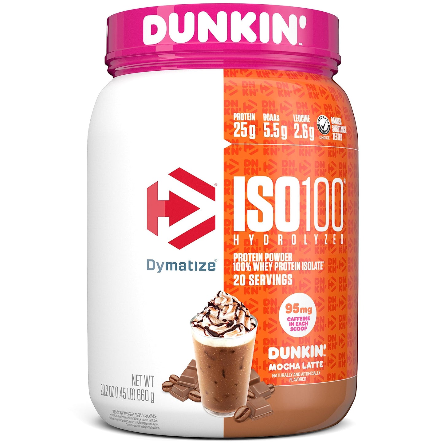 Dymatize ISO100 Whey Protein Powder Isolate, Gourmet Chocolate, 25g of Protein, 20 Servings, 5.5g BCAAs, Less Than 120 Cal., Gluten Free, 1g Fat, 1g Sugar, 2g Carb